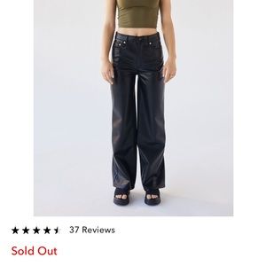 Urban Outfitters, Straight Leg Leather Pants, Color: Black, Size: US 30